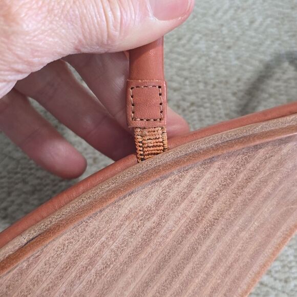 Kaanas Leather Brick Red Square Toe Wedge Sandals - Size 9 - Picture 15 of 15